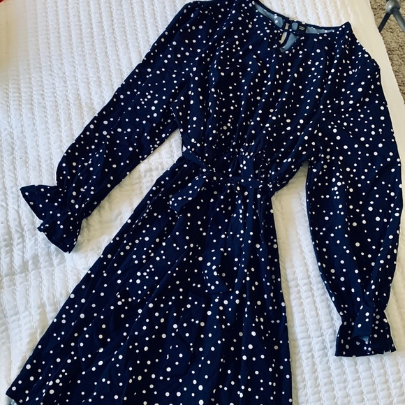 chinese dress ladies Vignette Navy Blue Polka Dot Leena Dress 9-12M